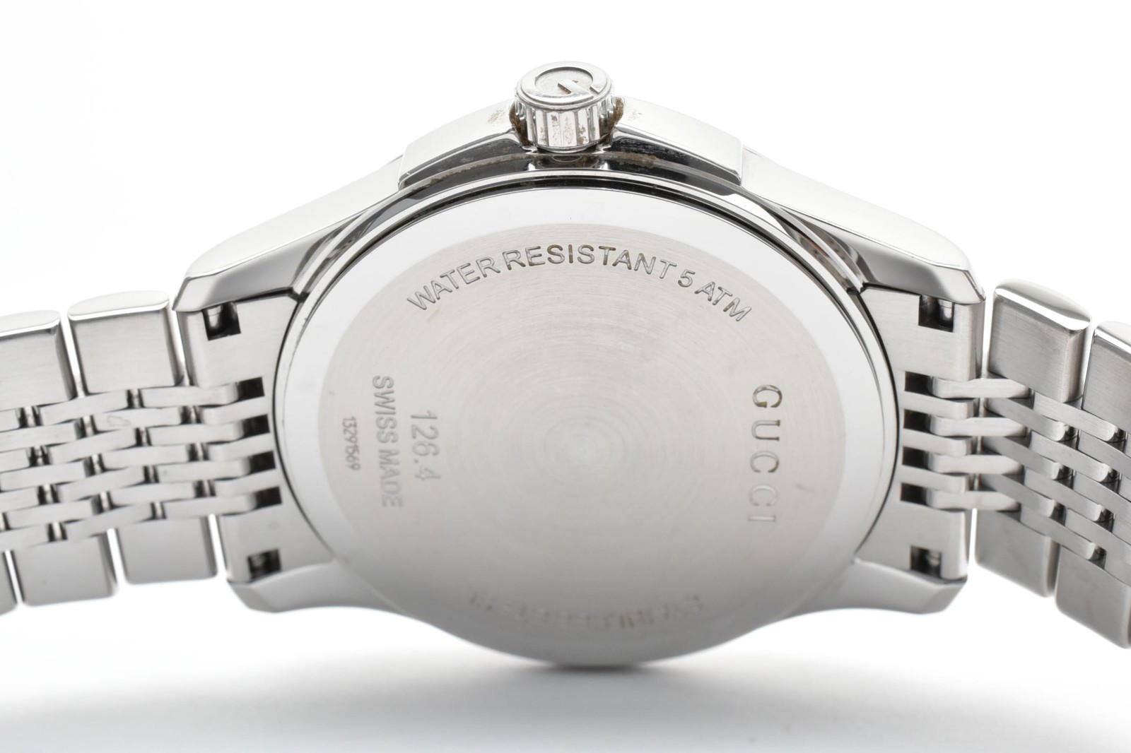 [Exc+5] GUCCI G-Timeless 126.4 Quartz Silver Dial Date Dress Men’s Watch 18cm