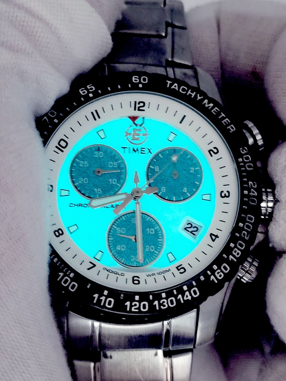 N MINT Timex Expedition T42331 Indiglo Chronograph Tachymeter Alarm watc G2U