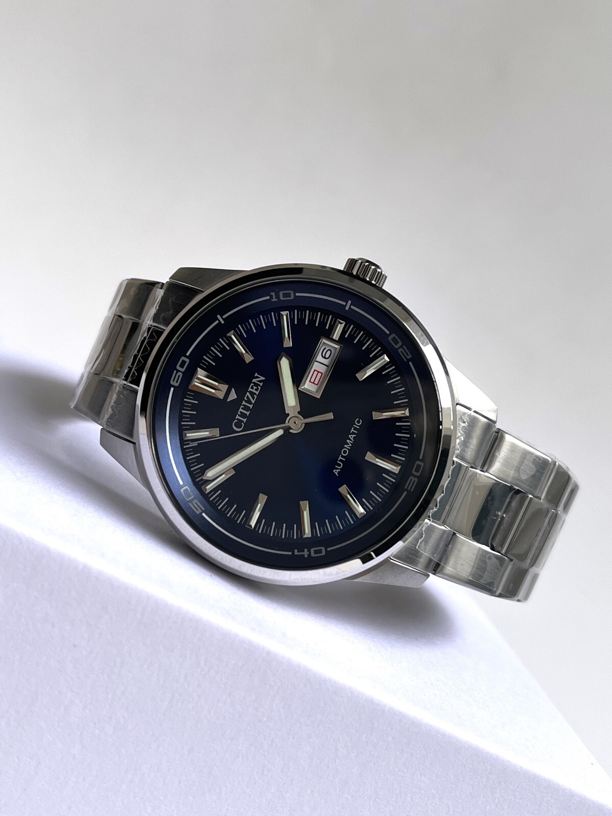 New! Citizen Automatic Watch NH8400-87L Kanji English Day & Date Blue Dial