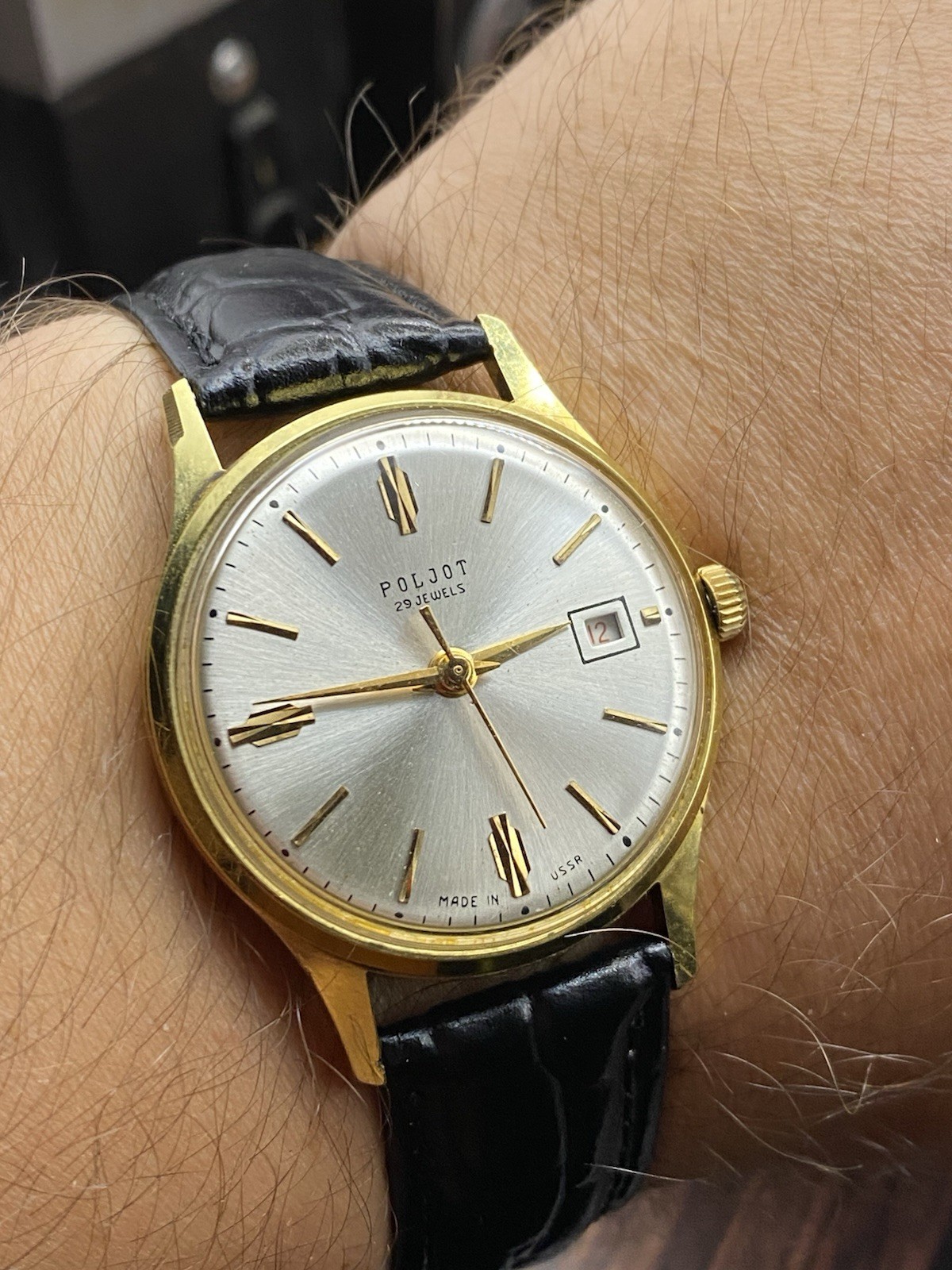 1960s POLJOT DE LUXE AUTOMATIC 29 JEWELS 1MChZ vintage USSR Soviet watch #9538