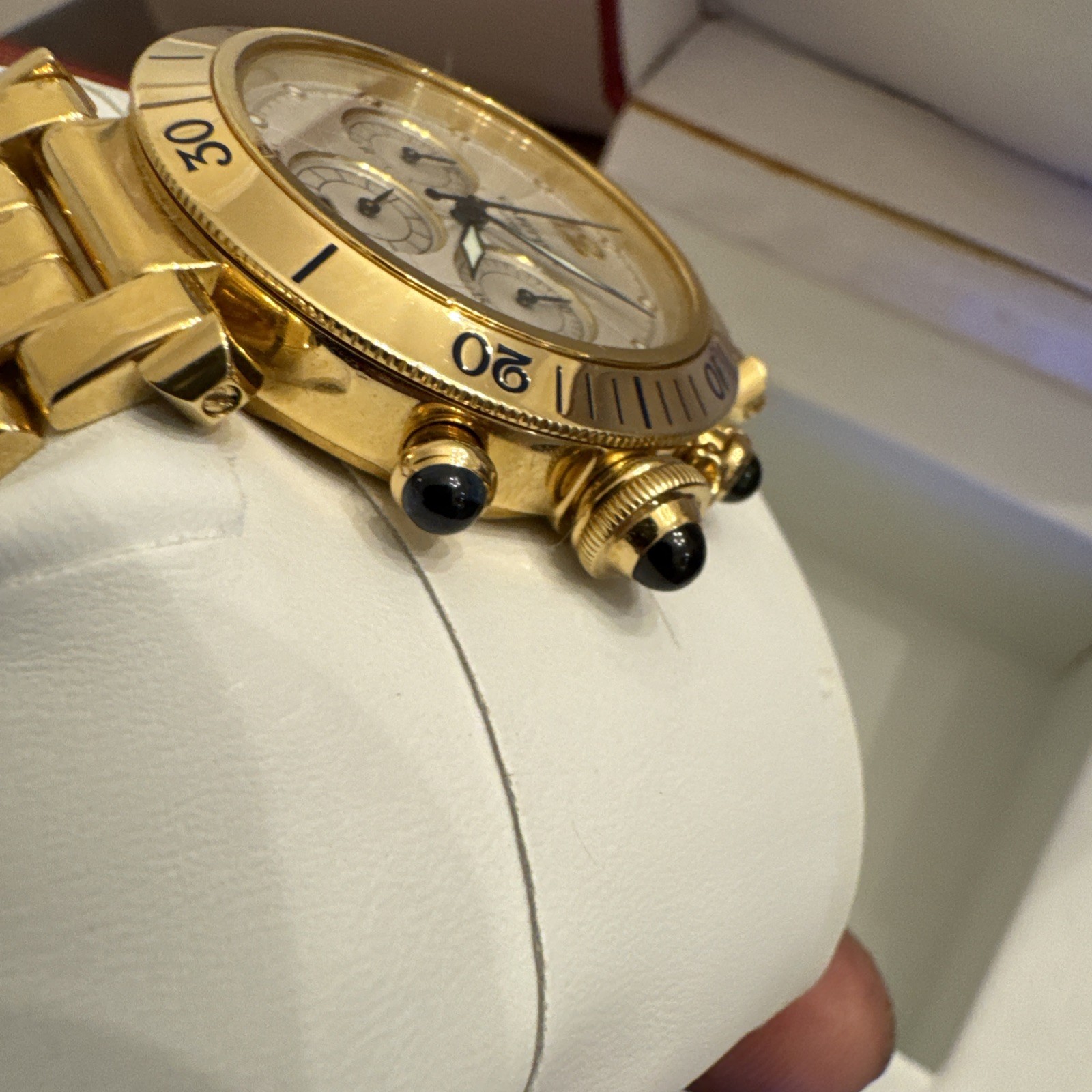Cartier 18k Gold Pasha 38mm Chronograph Automatic W30140D1 box papers