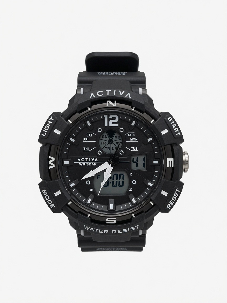 Activa X Invicta ACW8045-003 Digital Essentials Men’s 53mm Black Sport Watch NEW