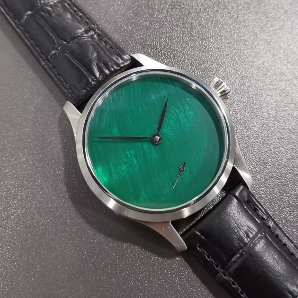 42mm Sapphire Brushed Case blank green sterile dial ST3621 Manual men’s watch
