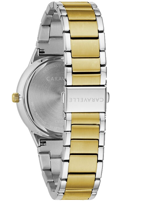 CARAVELLE BY BULOVA 45D107 BLACK DIAL TWO TONE BRACELET QUARTZ 40MM MENS WATCH