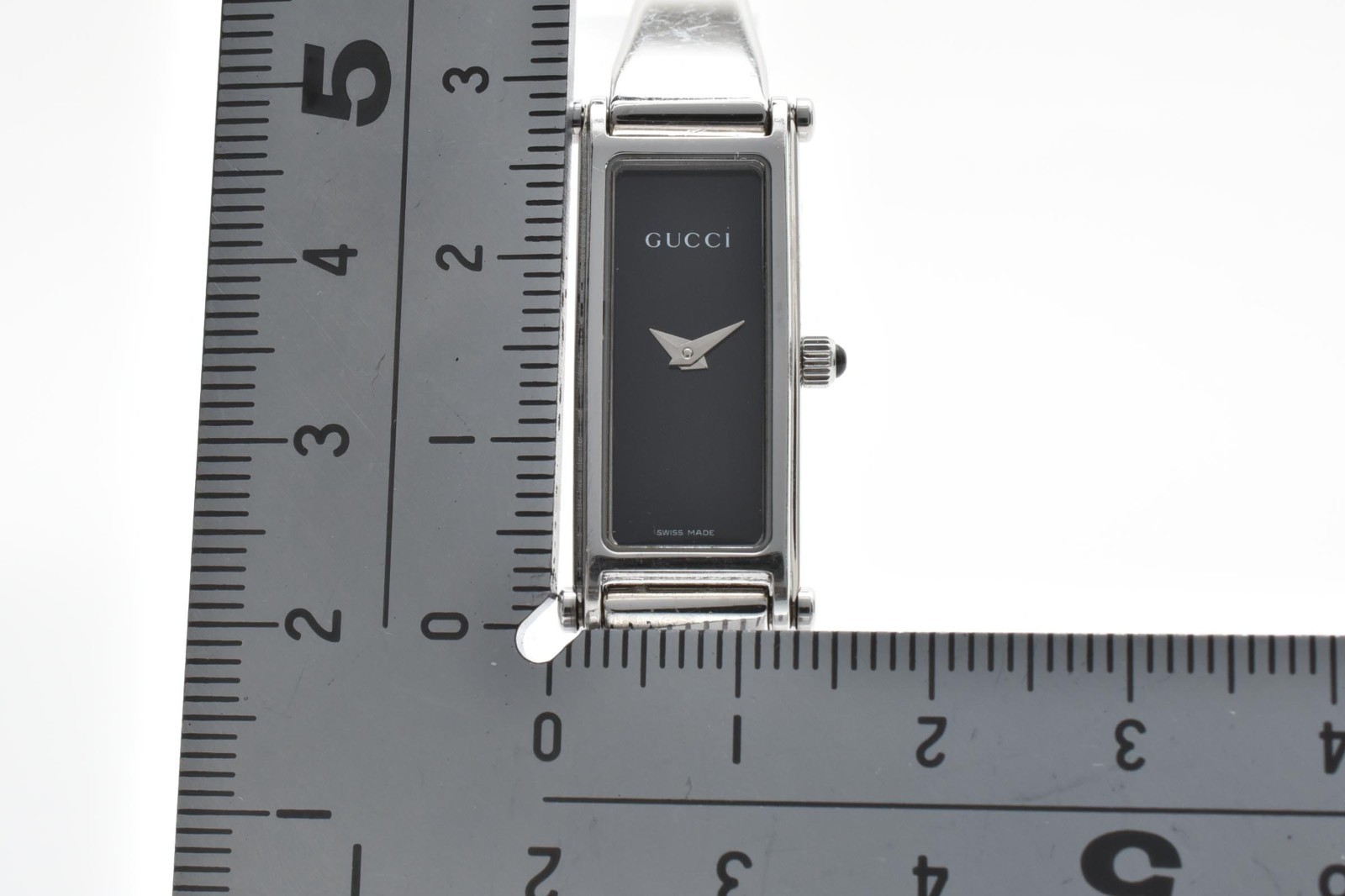 [Exc+5] Vintage Gucci 1500L Silver Dial Black Quartz Rectangle Woman’s Watch