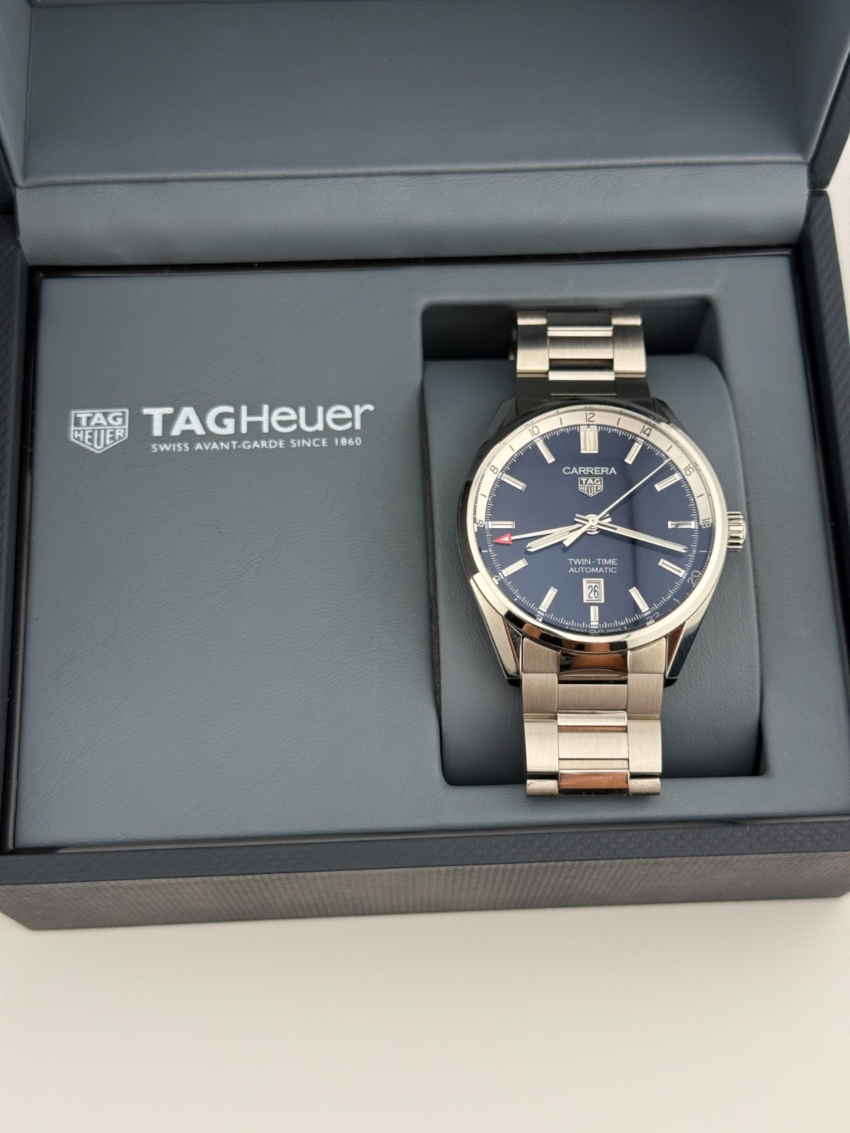 TAG Heuer Carrera Calibre 7 Twin Time Blue Sunray Dial Mens 41mm Watch