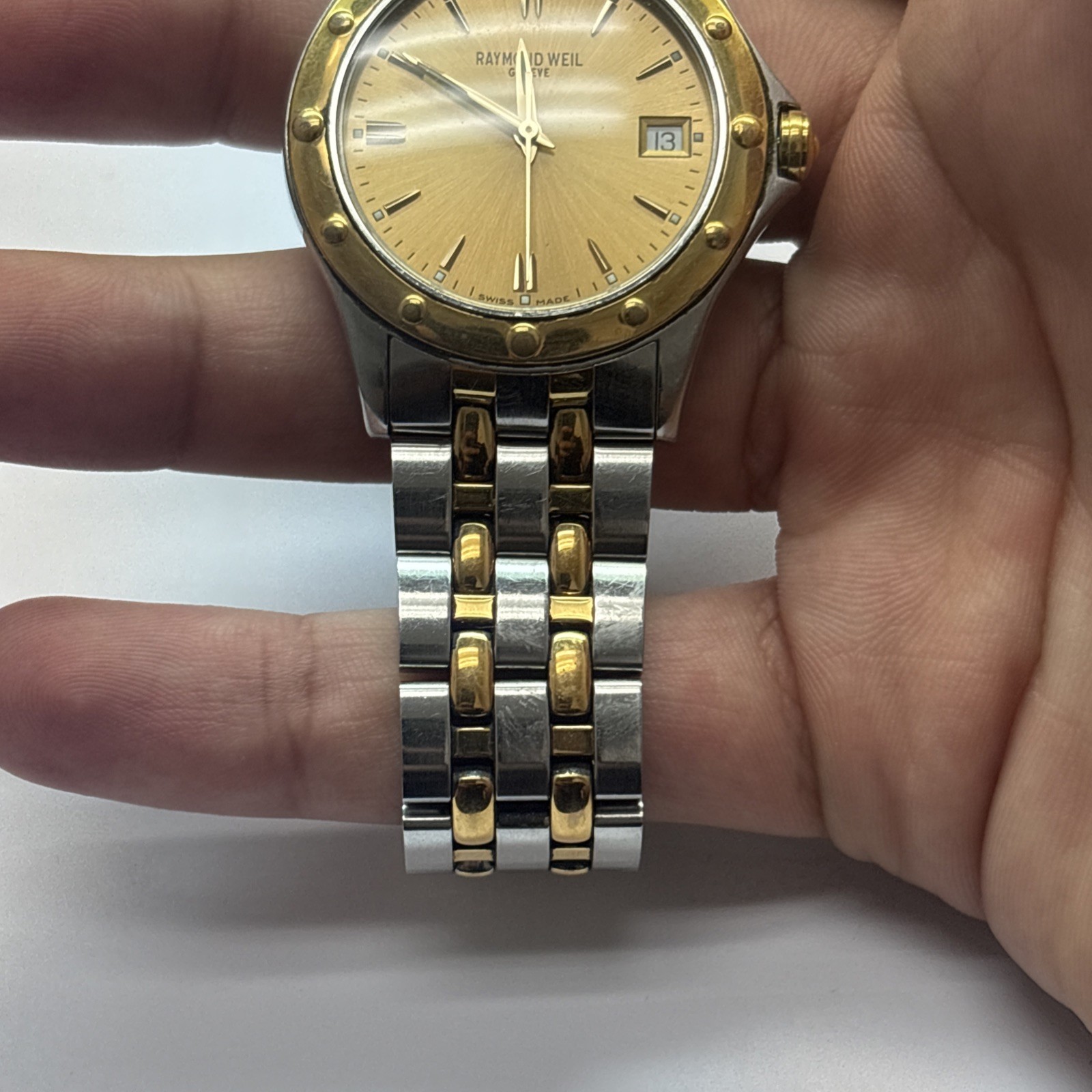 Raymond Weil Watch Two Tone Gold Plated Stainless Steel Fits Wrist Size 7”