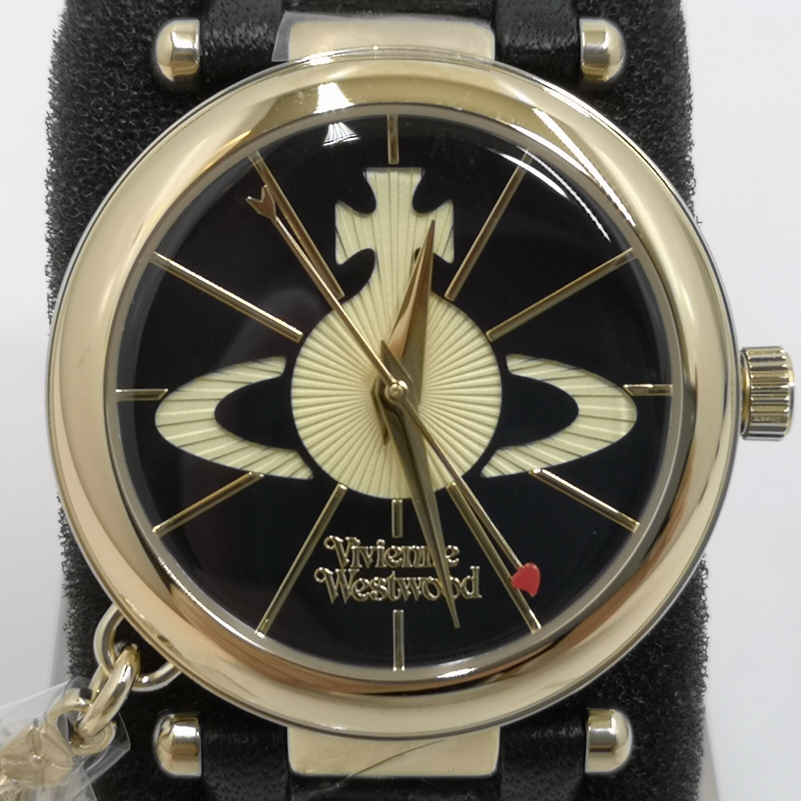 Vivienne Westwood VV006BKGD Black Leather Quartz Women’s Watch New in Box