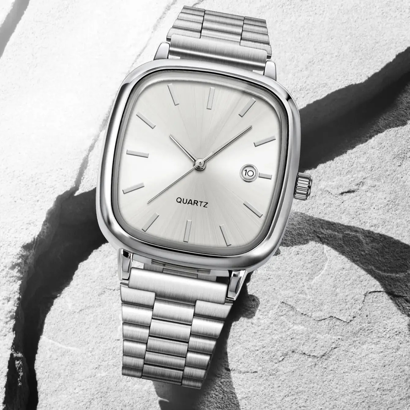 Modern minimalist square watch Business mens metal watch stainless