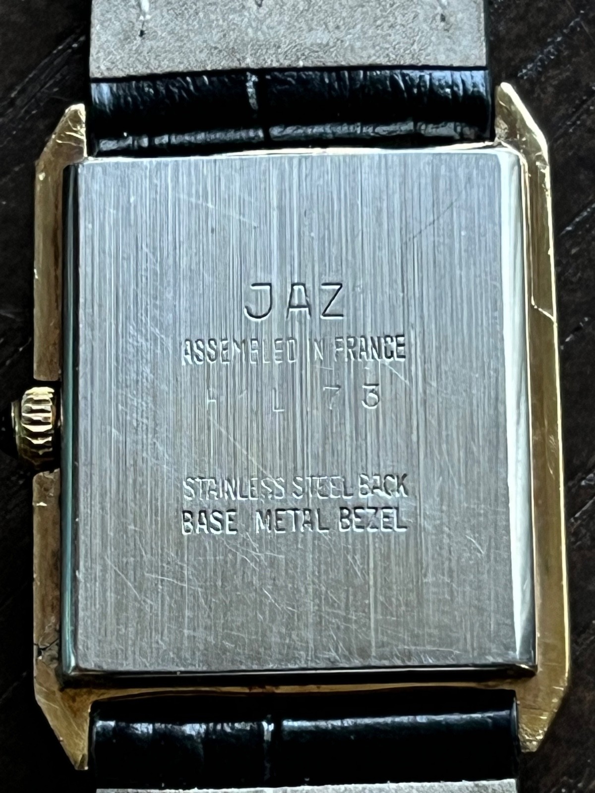 Vintage JAZ Paris Quartz Watch Tank design with new battery & leather band