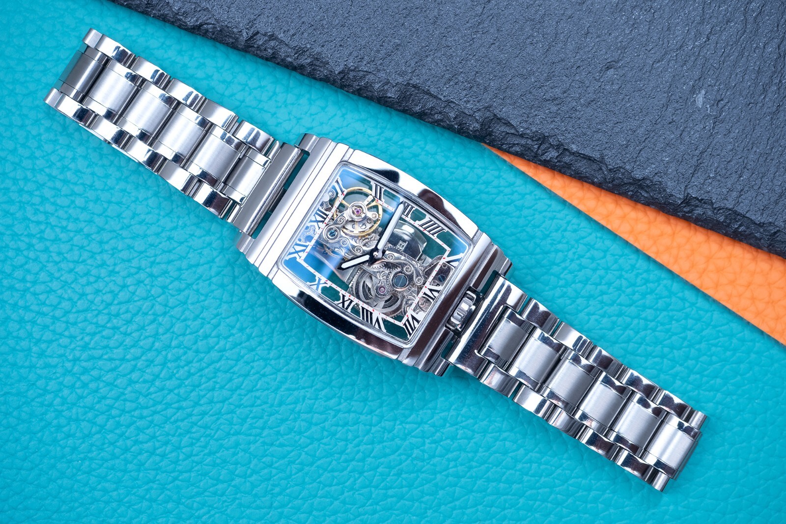 Mens Silver Bridge Manual Mechanical Watch Stainless Steel Metal Strap Gift
