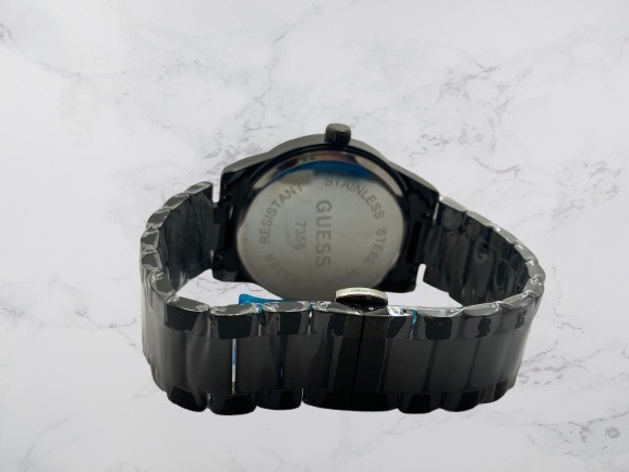 Refurbished Luxury All Black Guess Lion Dial Quartz Men’s Working Watch