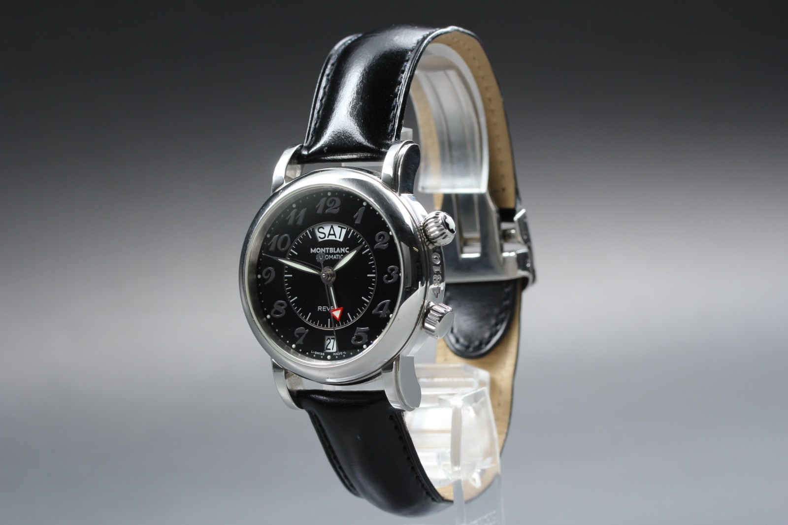 MONTBLANC Star Reveil 7026 Black Auto Day Date Men’s Watch [ Band Little Wear ]