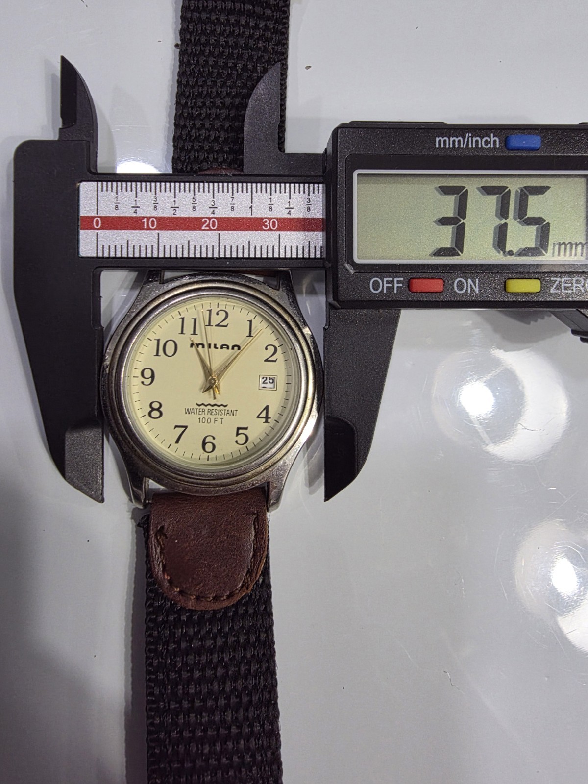 MILAN VINTAGE 37MM QZ WATCH, W. R., LEATHER /CANVAS BAND, NEW 🔋