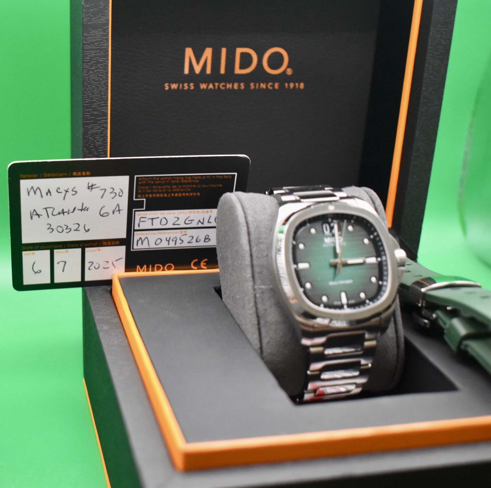 Mido Multifort TV Big Date 40mm SS Green Dial Men’s Watch M049.526.11.091.00