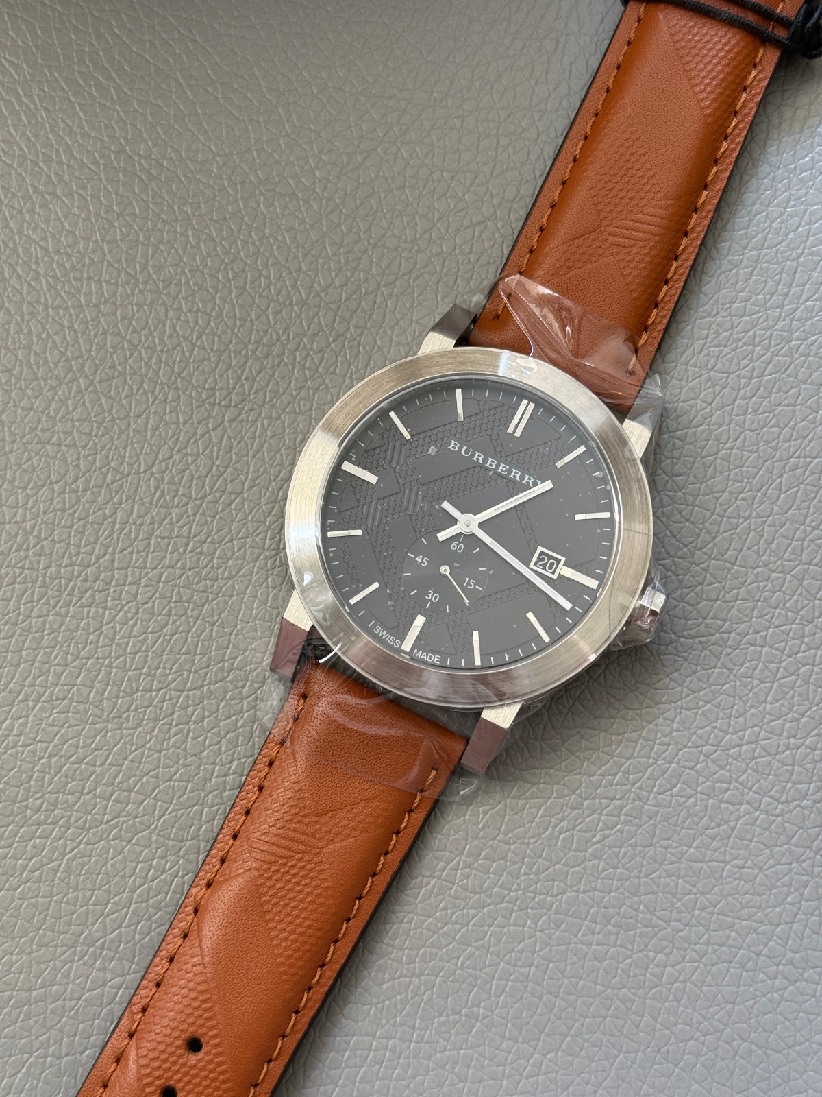 Burberry BU9905 The City 42mm Silver Case Brown Leather Strap Men’s Watch