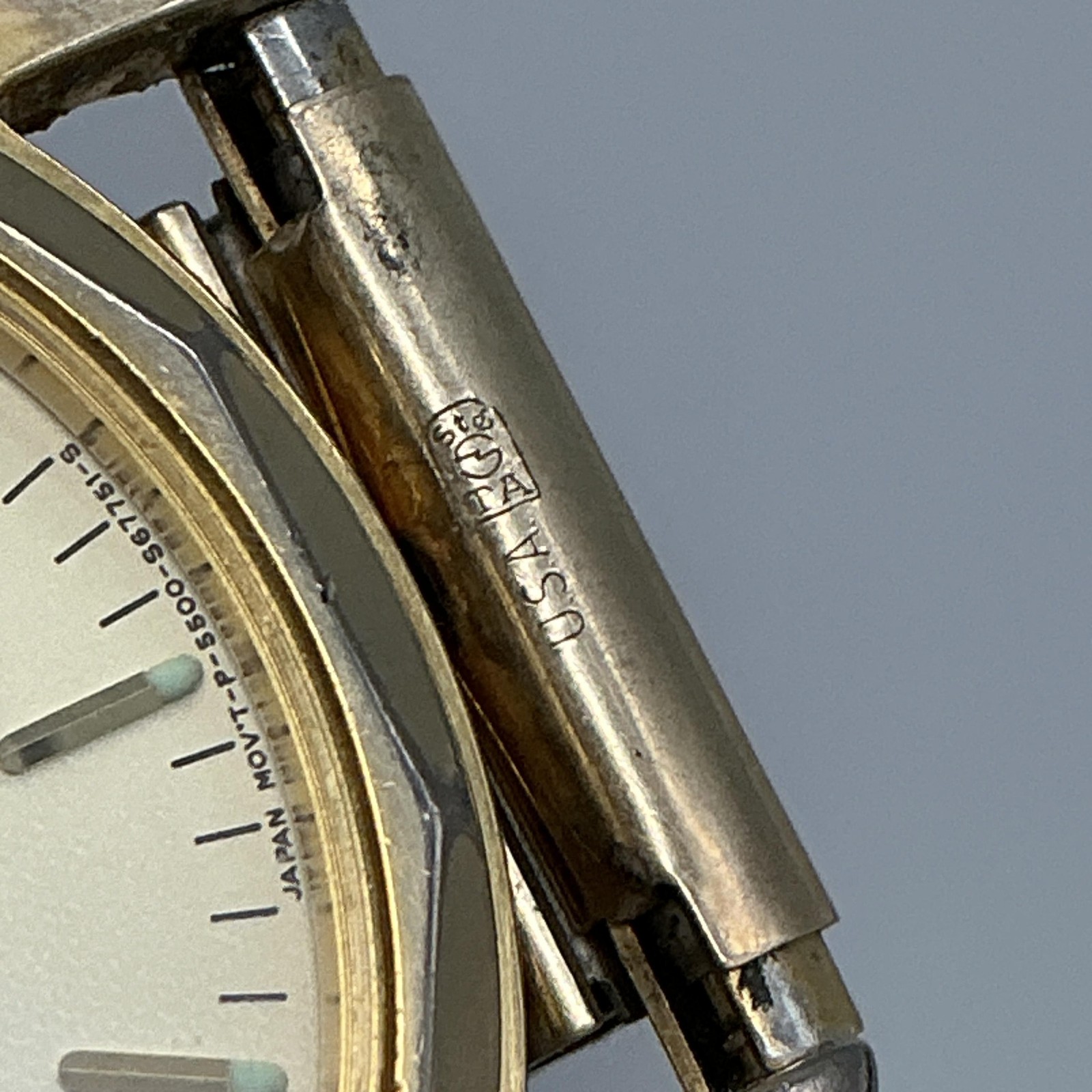 Citizen Mens Watch 34mm Champagne Dial Gold Tone Day Date Stretch New Battery