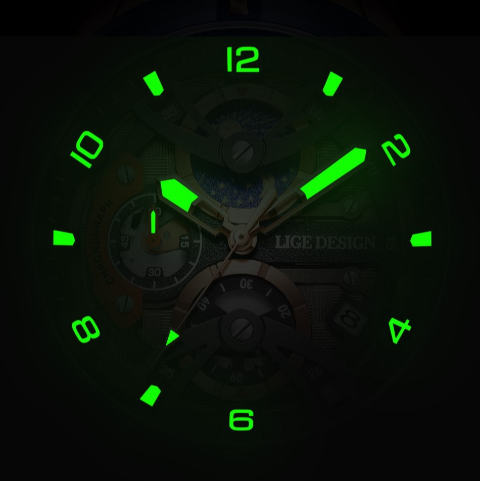 43MM LIGE Military Quartz Diver Watch Men Silicone 30M Waterproof Luminous NEW