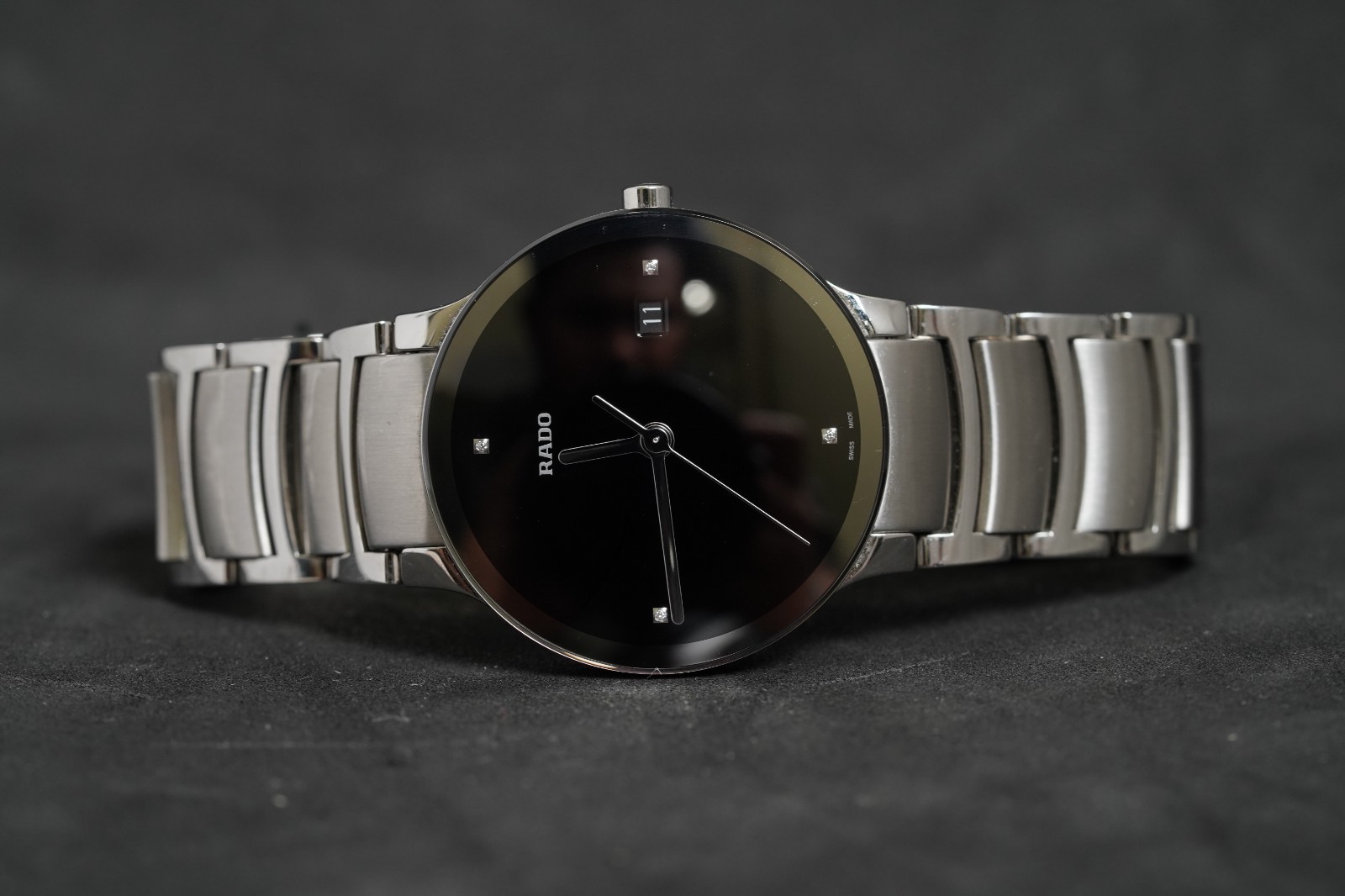 Rado Centrix Diamonds Quartz 38mm Black Dial R30927713 Box & Papers
