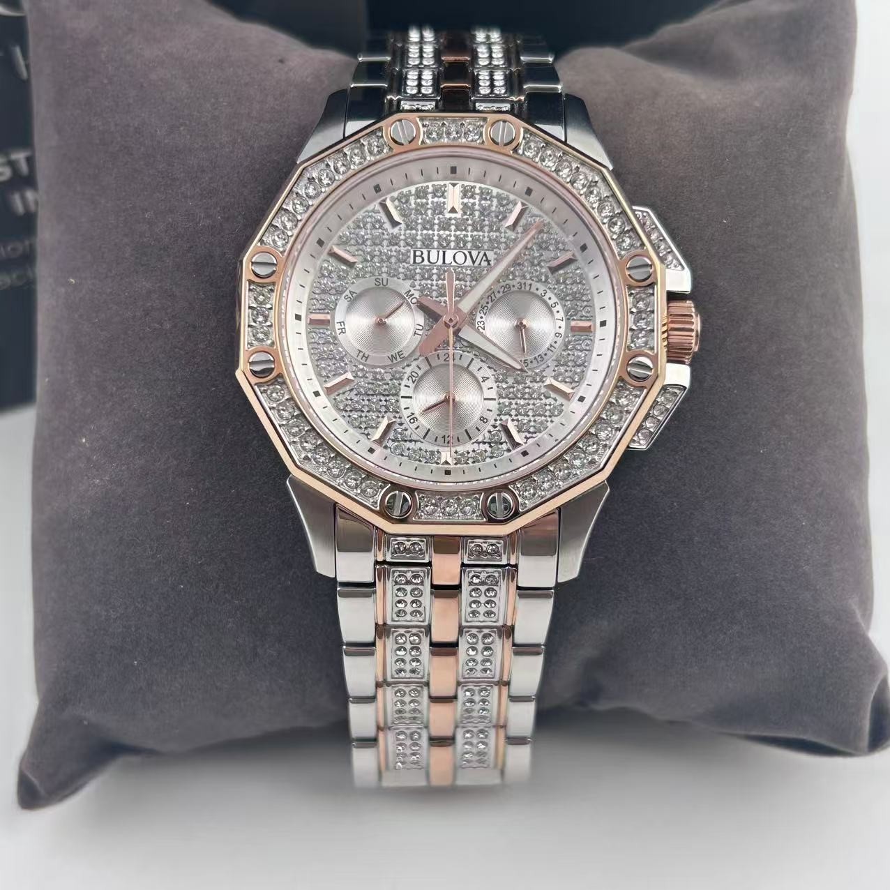 Bulova Octava 98C133 White Dial Rose Gold Stainless Steel Men’s Quartz Watch