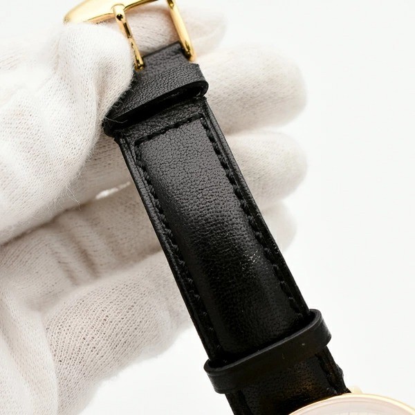 RENAUTUS Automatic Wristwatch Ivory Dial Stainless Steel Black Leather Band