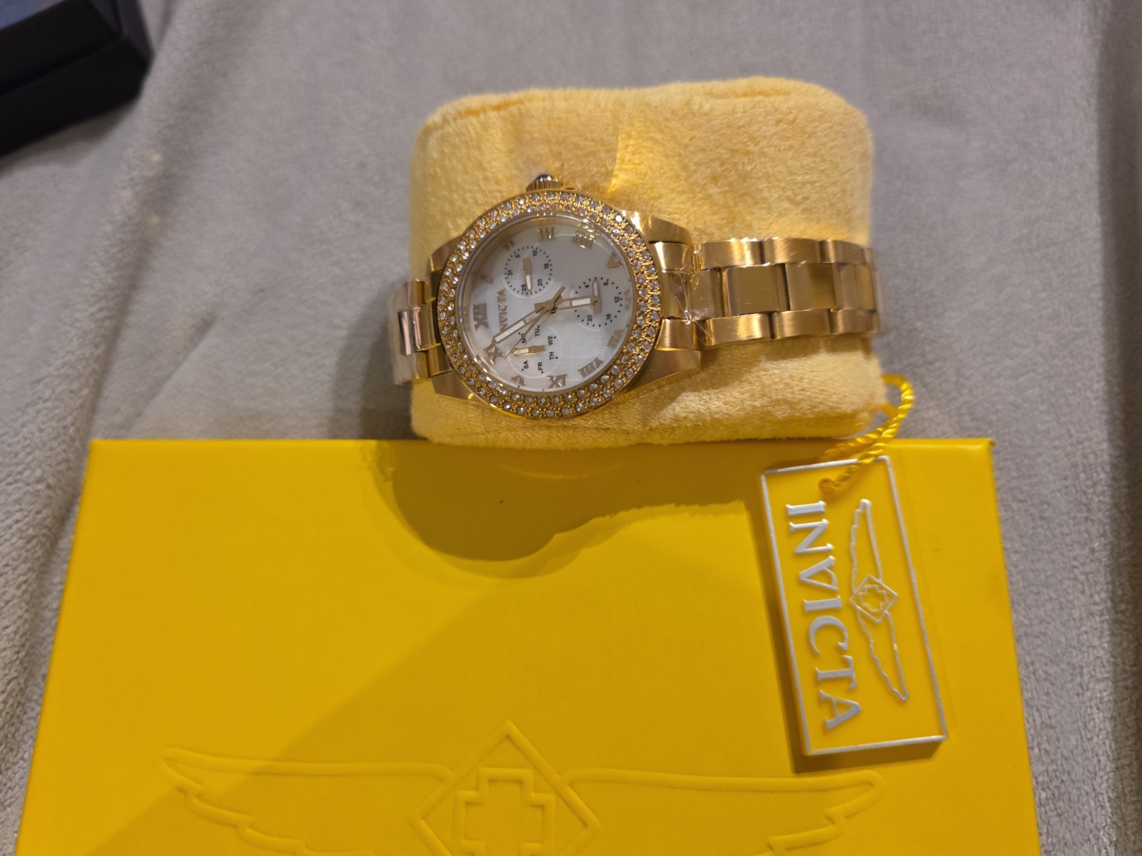 Invicta Angel Lady 28481 34mm Gold Stainless Steel Case with Gold Stainless…