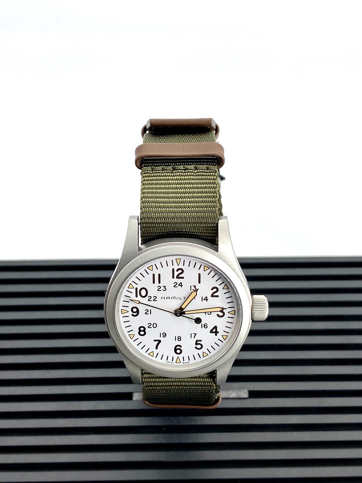 Hamilton Khaki Field Mechnical 38mm White Dial Green Strap Men’s Watch H69439411