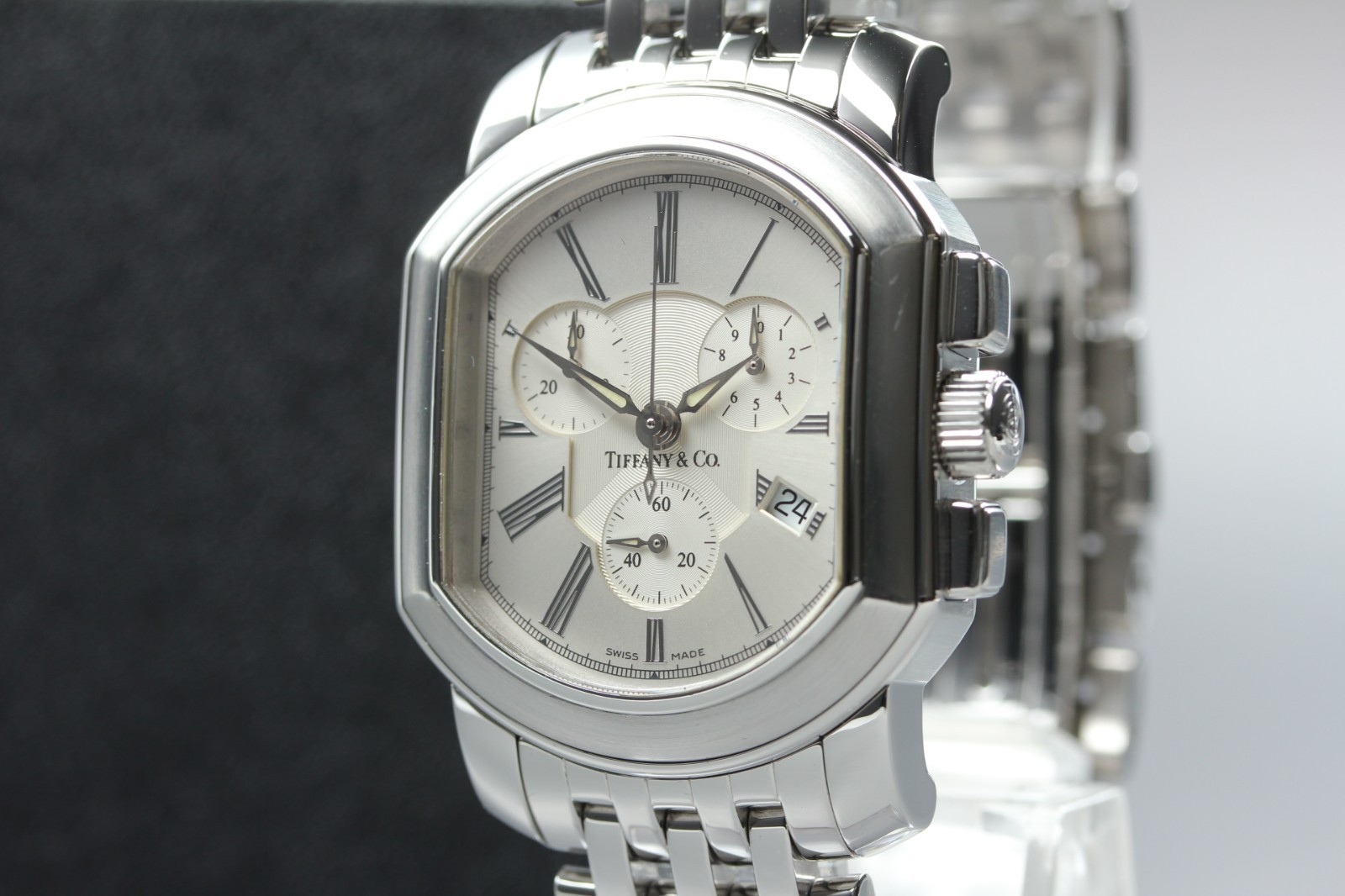 Tiffany & Co Mark Coupe Chronograph Date Silver Dial 33mm Quartz Mens Watch JPN