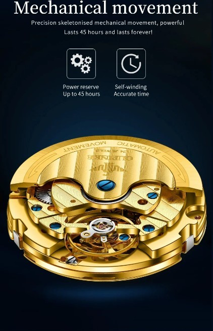 Automatic Mechanical Watch Waterproof Skeleton Luxury Dial Men’s Men Strap