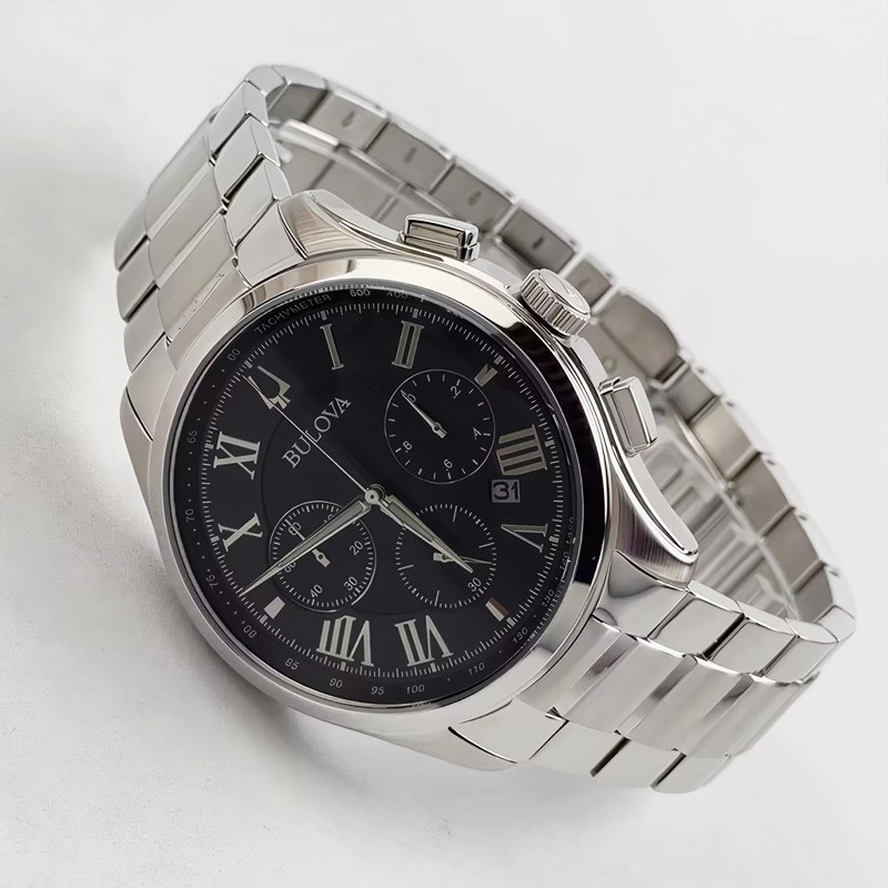 Bulova Wilton 96B288 Classic Black Dial Chronograph Quartz Men’s Watch 46.5mm
