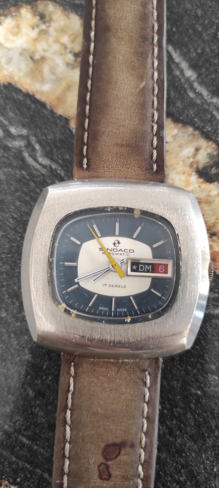 Vintage Sindaco Automatic Ronda-Matic Cal. 1219-21 17 Jewels Swiss Made Day-Date