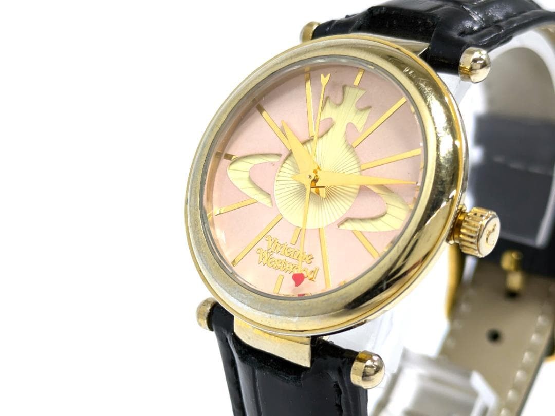 Vivienne Westwood Orb Black Quartz Watch Wristwatch Japan Used 071177