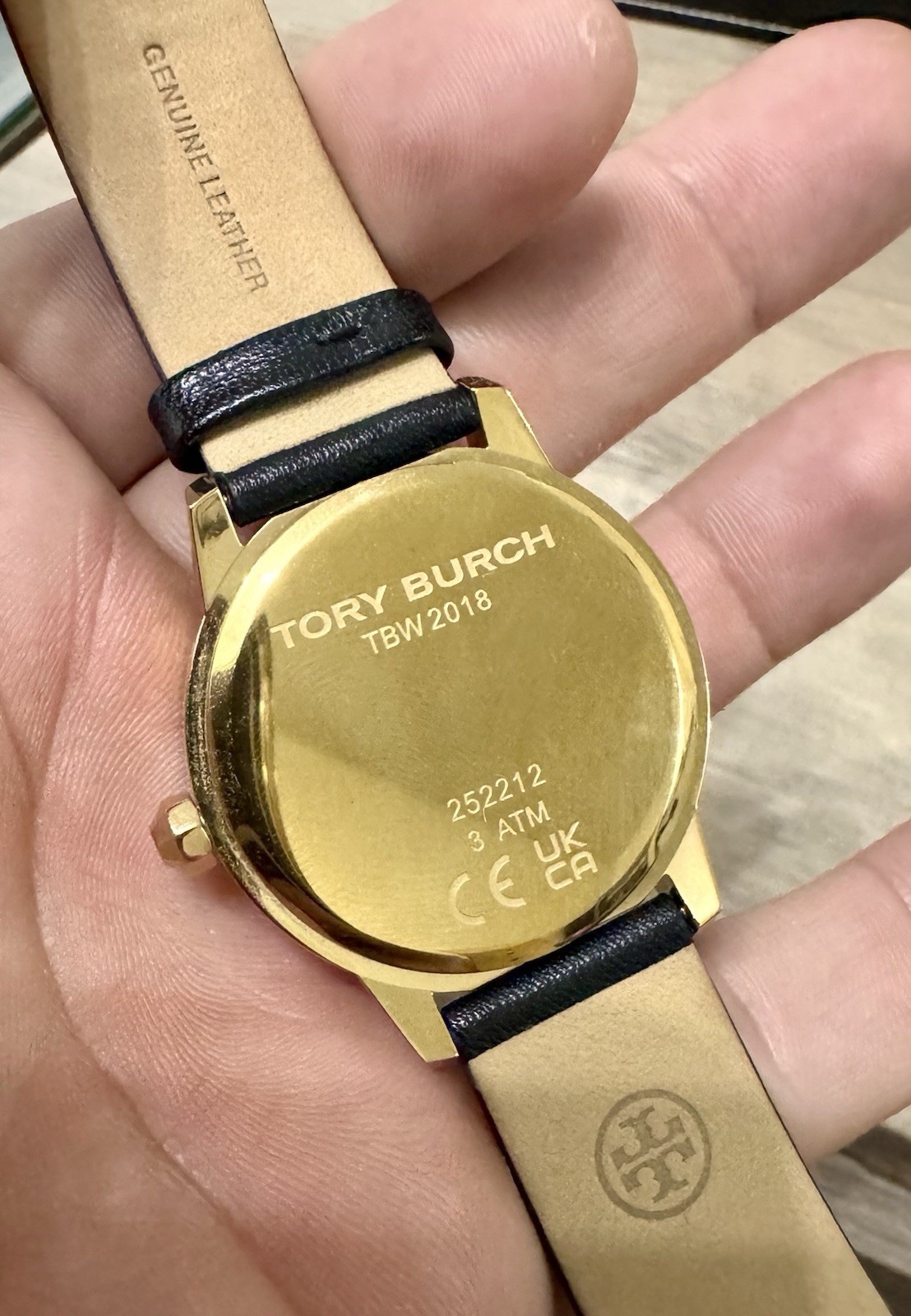 Tory Burch TBW2018 Unisex Quartz 38mm White Dial Black Leather Strap 30m