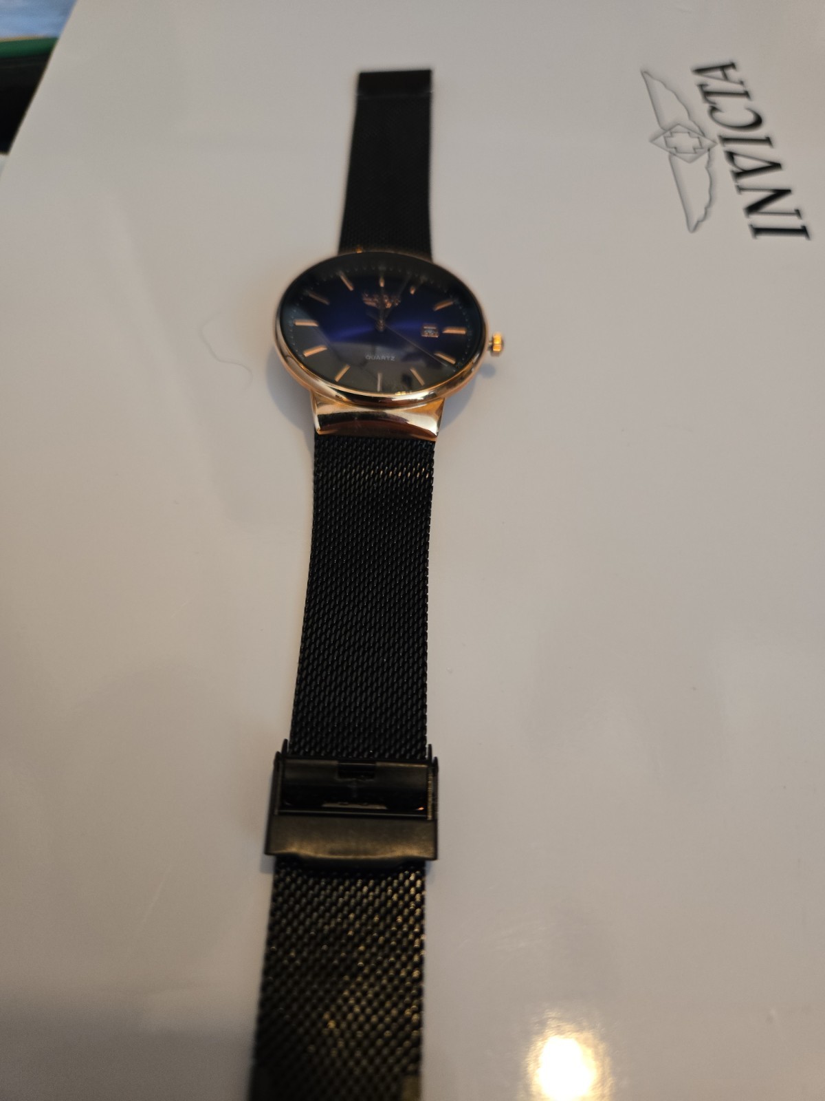 LIGE 1853 Dream Men’s Watch Quartz Blue Mesh Band/ New Battery Working