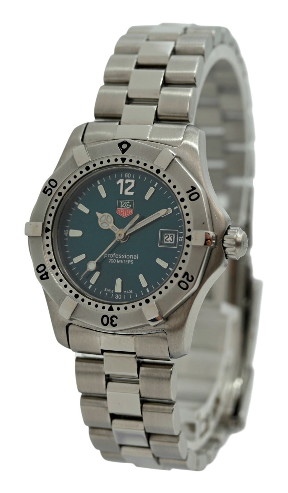 Tag Heuer 28mm Ladies Teal Dial Professional 2000 Series SS Watch! Ref: WK1319!
