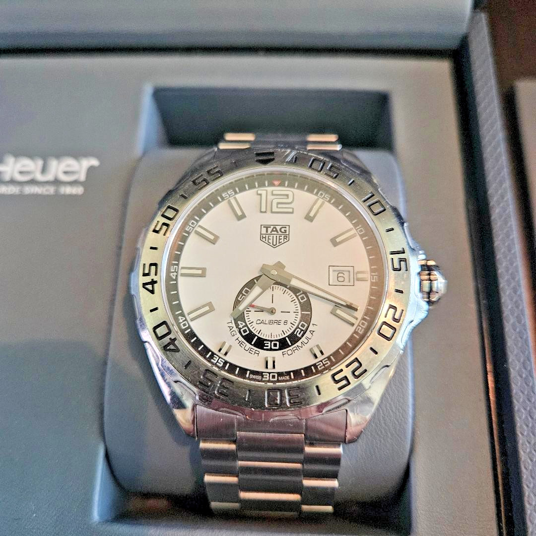 TAG HEUER Formula 1 Grand Date Stainless Steel Watch – White Face!