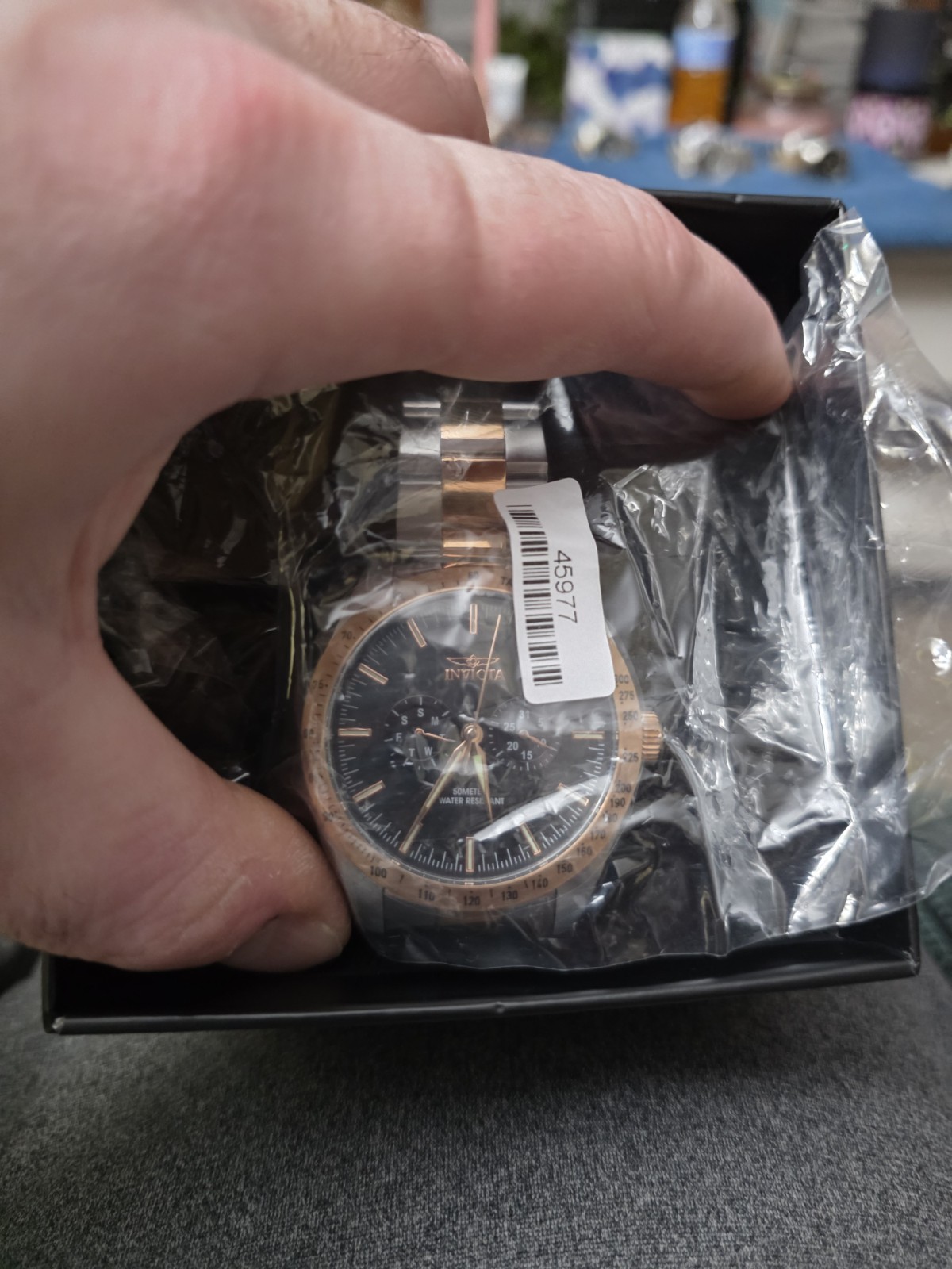 Invicta Men’s Special Quartz Multifunction Black Dial Two-tone Watch 45977