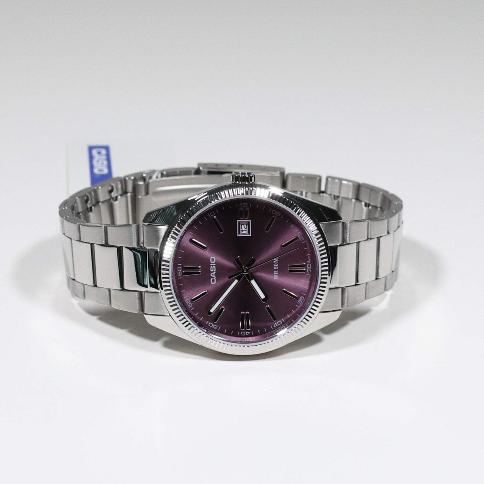 Casio Mens Vintage Purple Dial Stainless Steel Watch MTP-1302PD-6AVEF