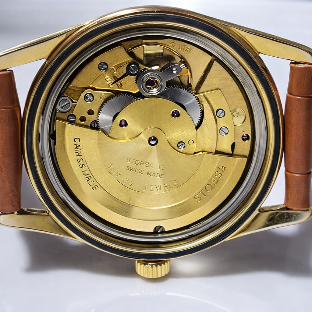 Vintage Favre-Leuba Daymatic Automatic Swiss Gold Dial Date Men’s Watch 21Jewels