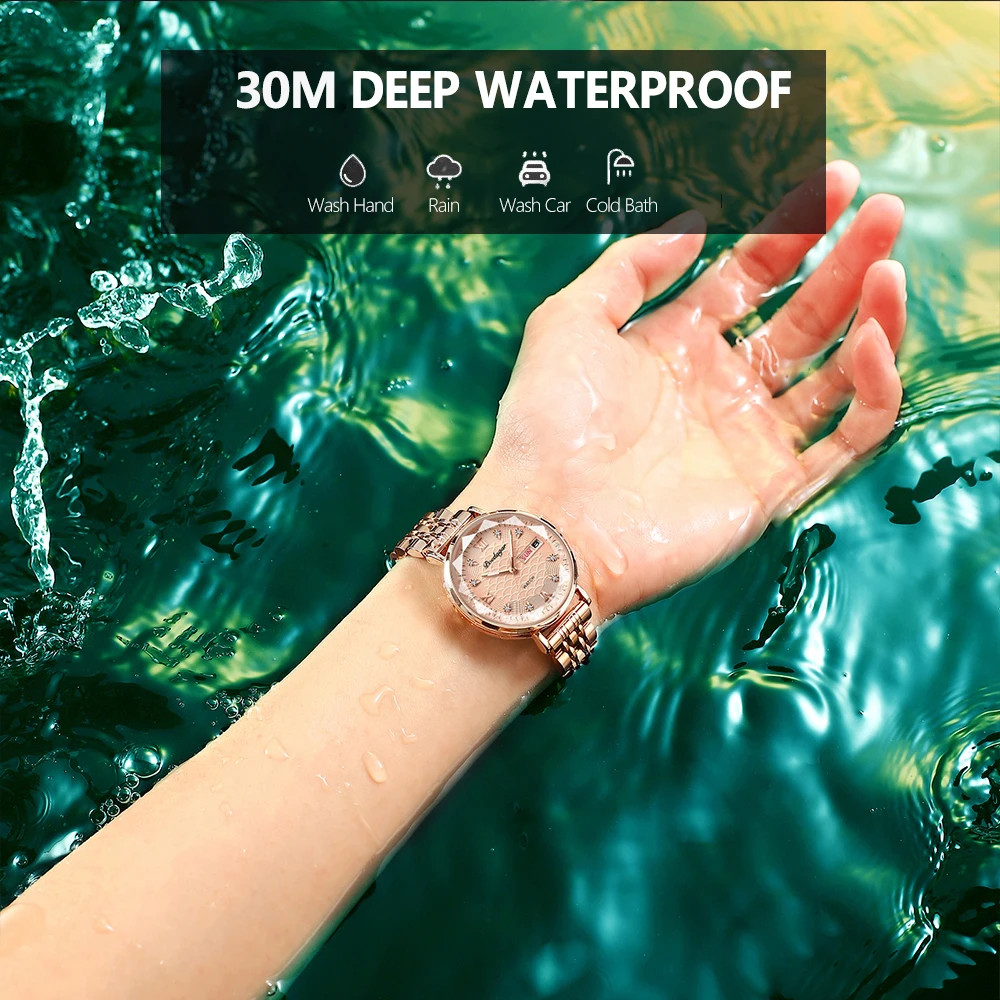 Women’s Stainless Steel Waterproof Luminous Wristwatch