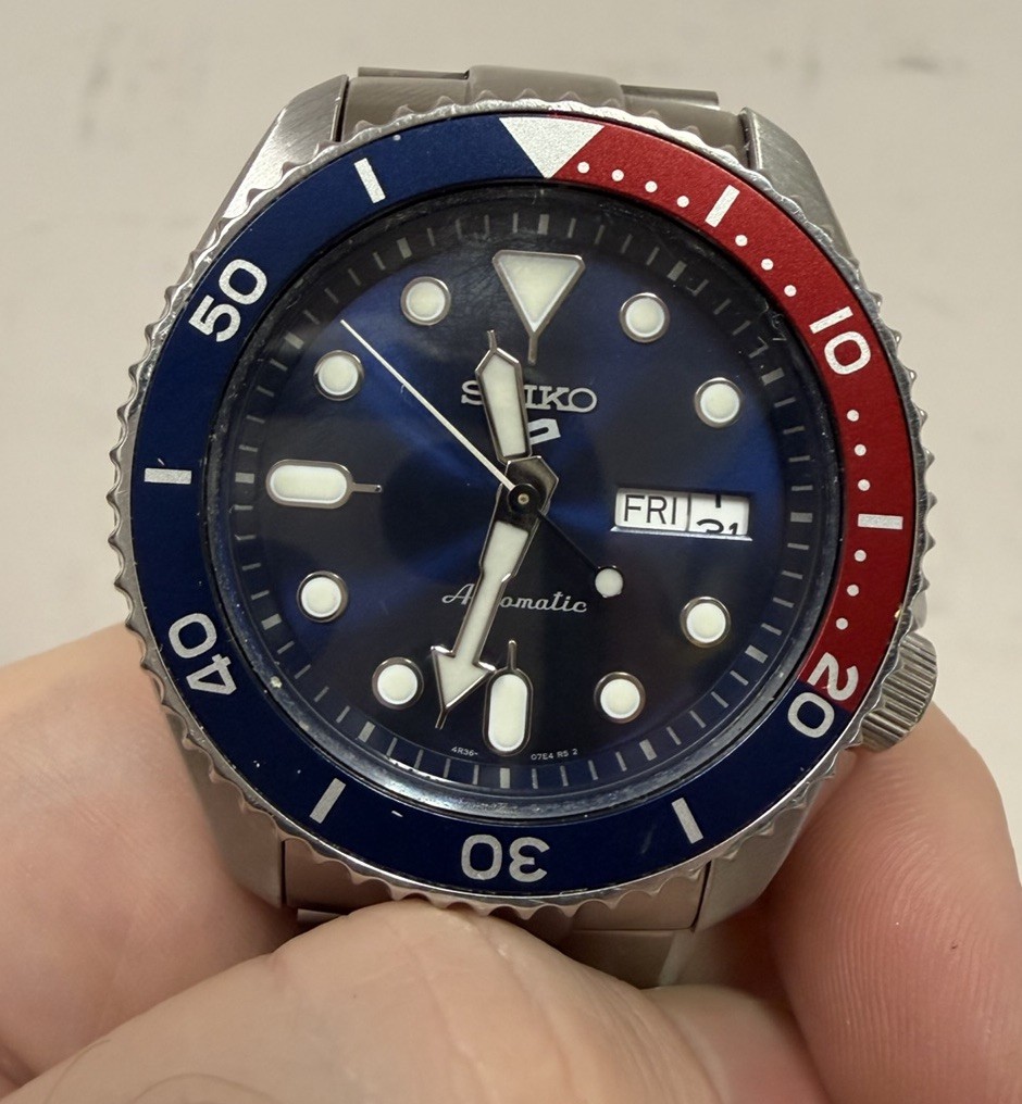Seiko 5 Sports SRPD53K1 Pepsi Color Automatic Mechanical Diver Men Watch Used