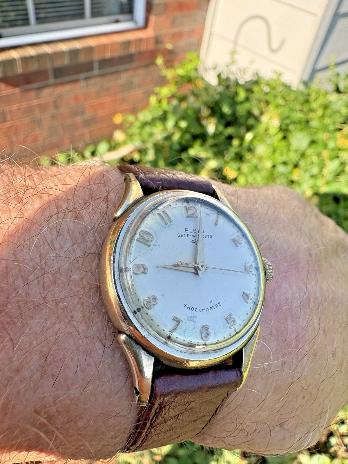 Vintage Elgin Shockmaster Self-Winding 17J 10K RGP Swiss Watch Runs New Crystal