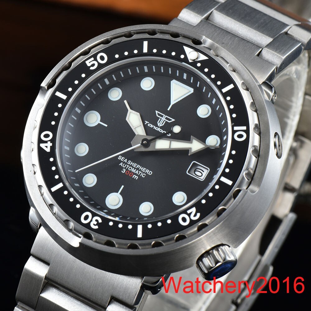 Tandorio 46.5mm 300M Waterproof Black Blue Dial Dive NH35A Automatic Men Watch