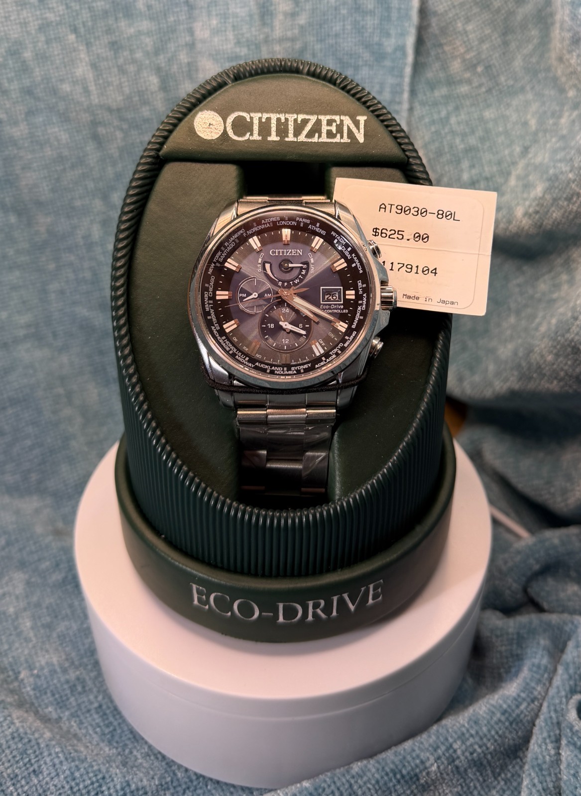 Citizen Eco-Drive SS Blue Dial Quartz Men Watch AT9030-80L SEE DESCRIPTION $255