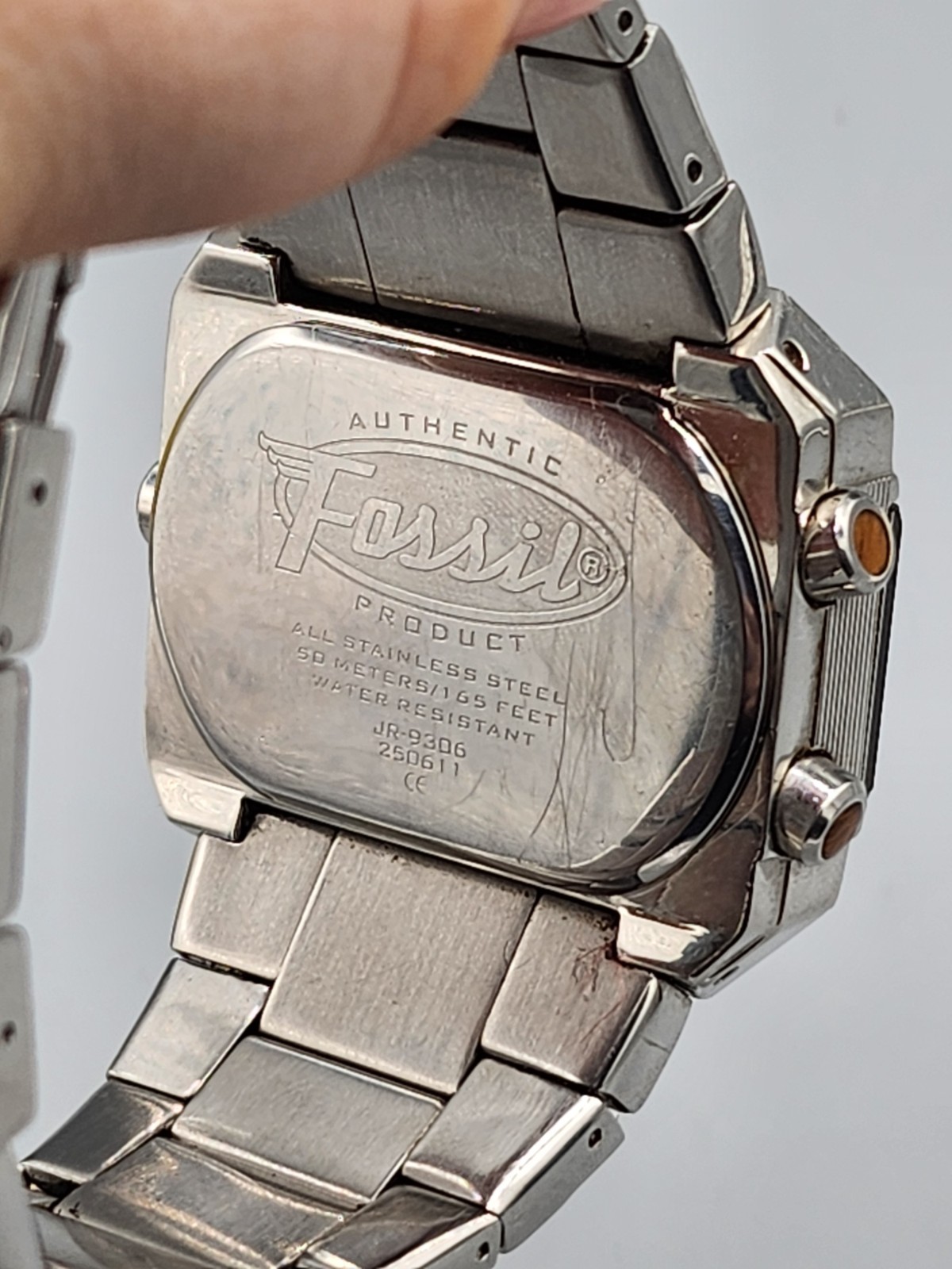 Vintage FOSSIL JR-9306 Digital & Analog Combo Men’s Watch Stainless Steel