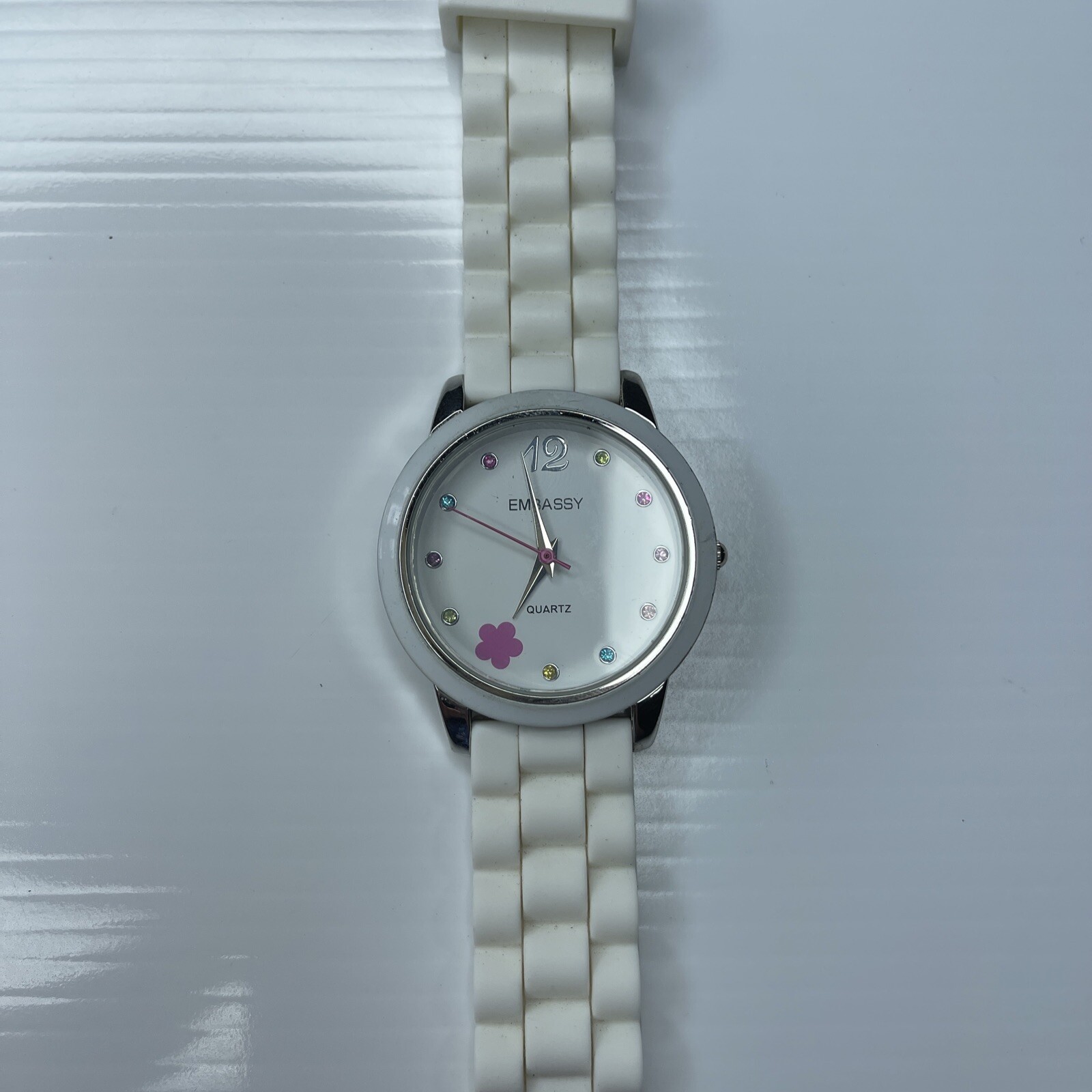 F Embassy EM3568L 361 Japan Multicolor Crystals Silver White Jelly Untested