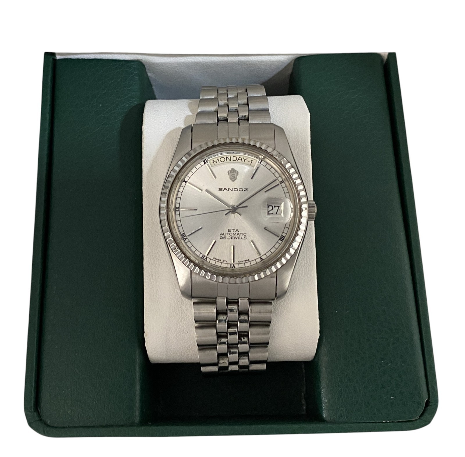 Sandoz President Day-Date Automatic Silver Dial Stainless Steel Gent’s Watch