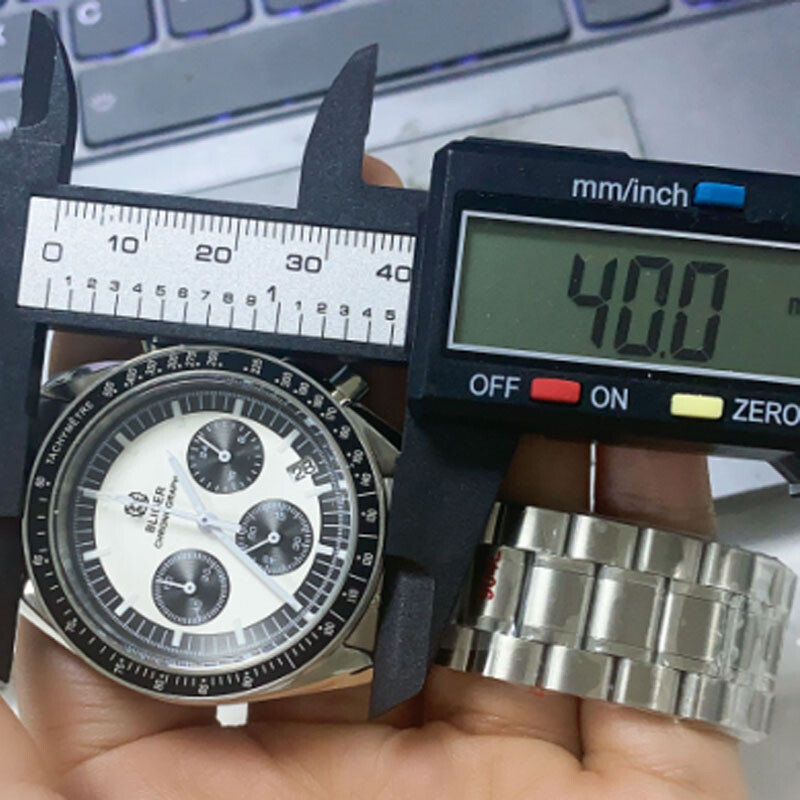 40mm Bliger VK63 Quartz Full Functional Chronograph Watch Glide Folding Clasp
