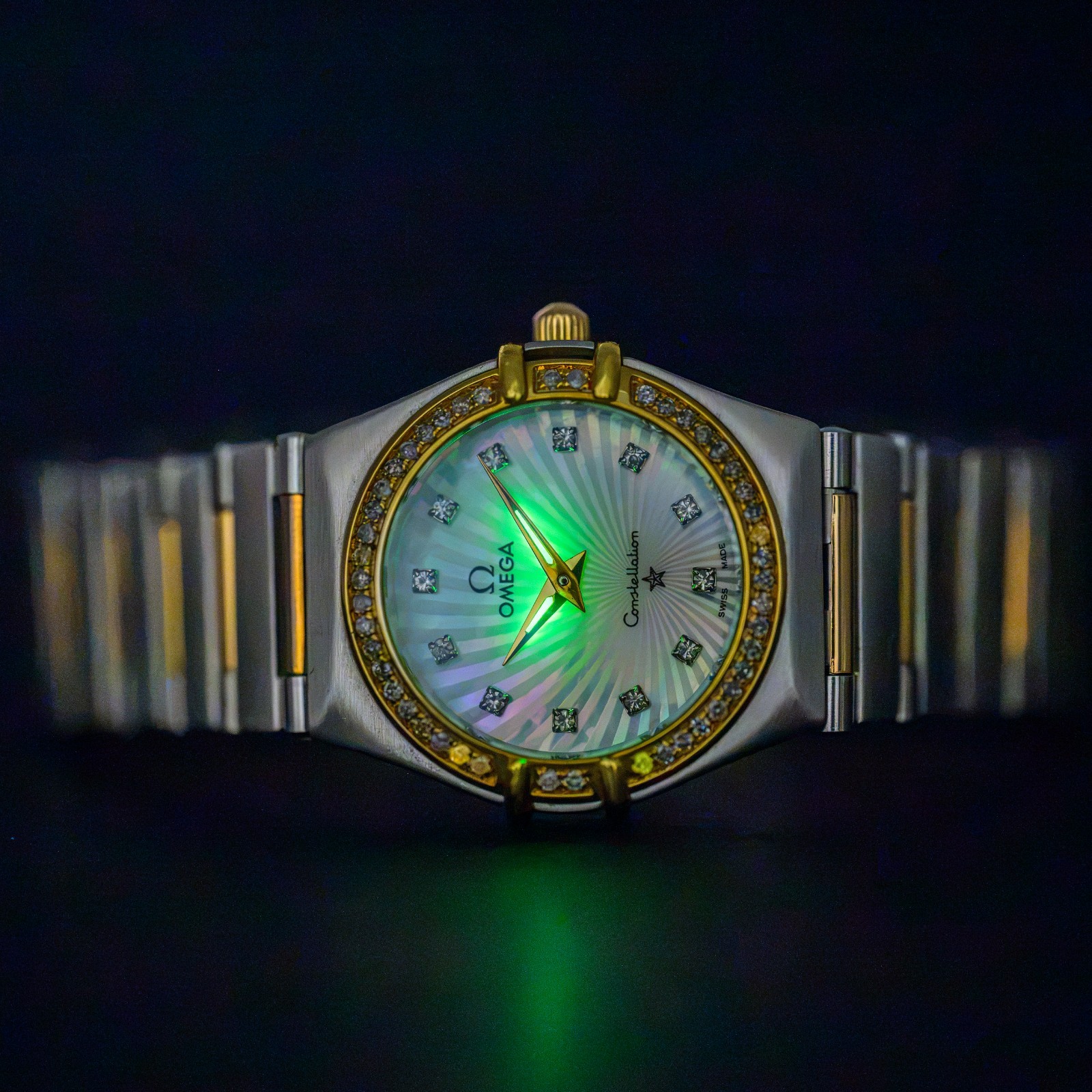 OMEGA Constellation 18k Custom Diamond Dial 23mm Ladies Quartz Watch