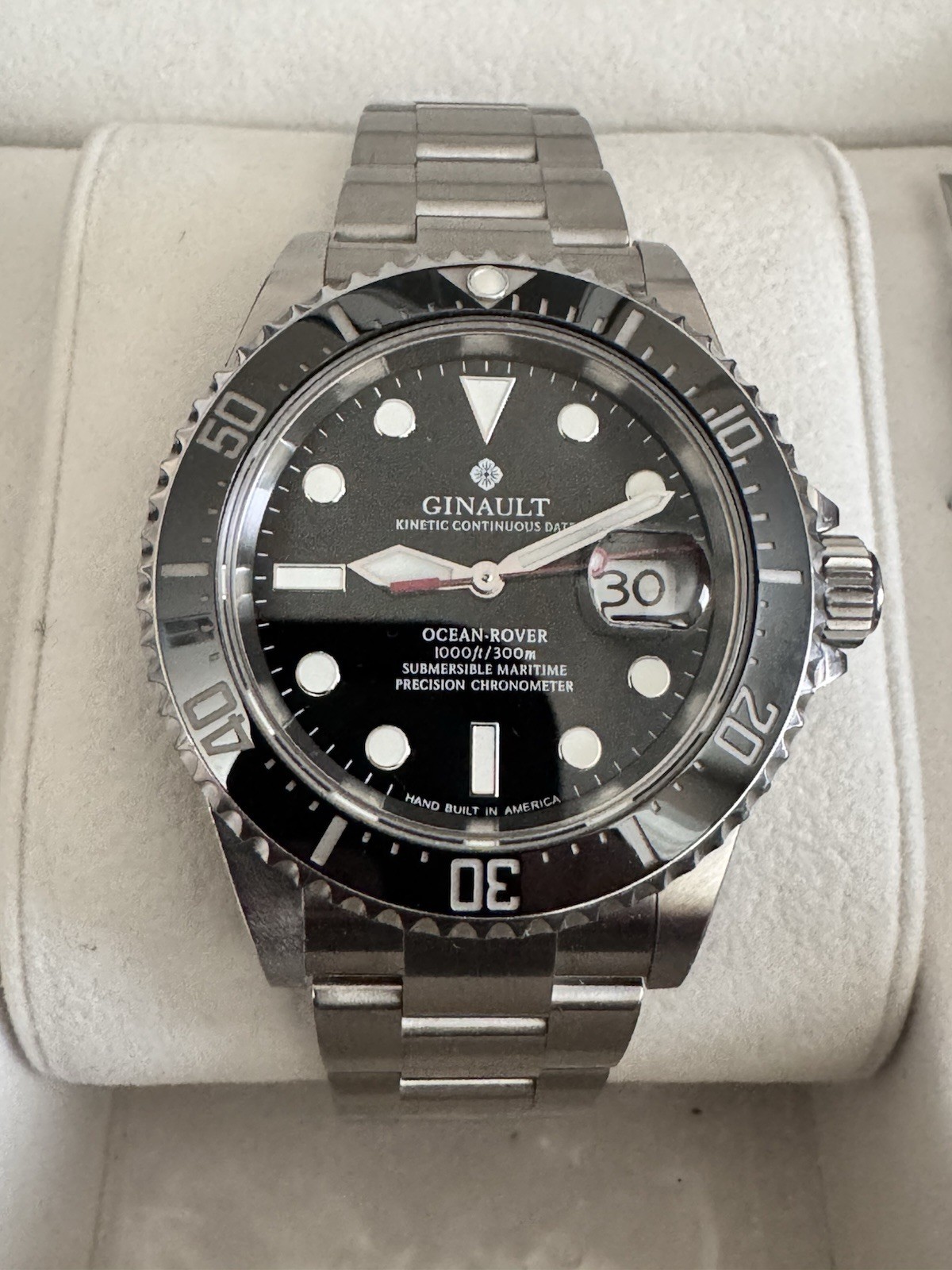 Ginault Ocean Rover 300m Automatic Black Dial Steel Bracelet Box & Papers.